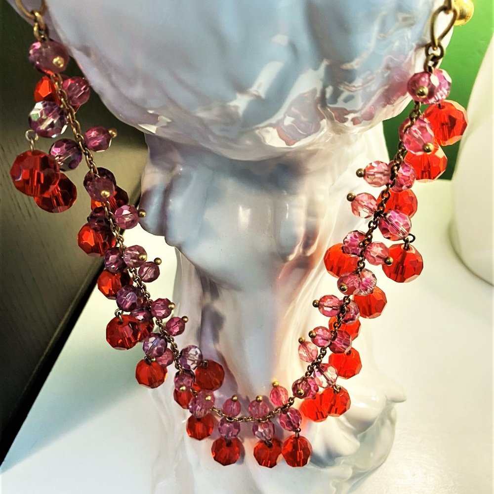 Kate Spade Pink & Red Beaded Link Necklace